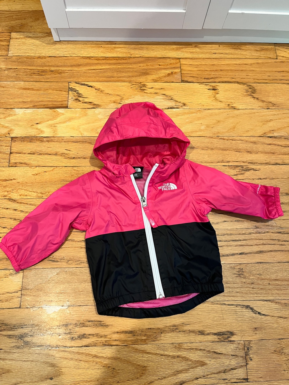 The North Face Hot Pink and Black Baby Hooded Windbreaker Jacket